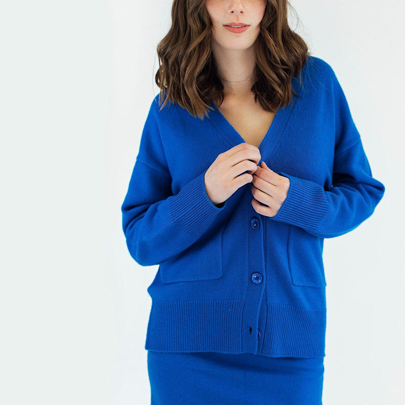 Thumbnail of Cashmere V-Neck Cardigan - Cobalt image