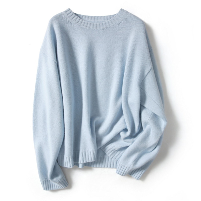 Sabrina Boat Neck Cashmere Sweater - Light Blue | Bellemere New