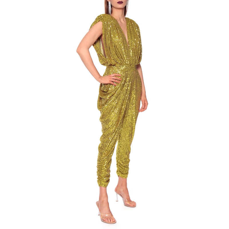 Thumbnail of Saddie Lemon Frost Sequin Party Jumpsuit image