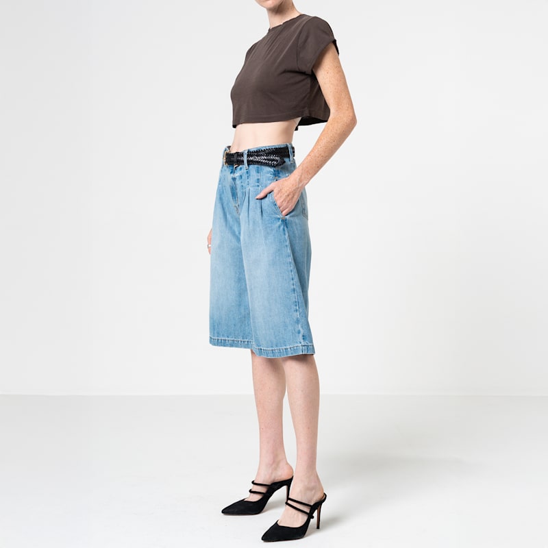 Sadie Pleated Jorts In Cocoa Beach | Noend Denim | Wolf & Badger