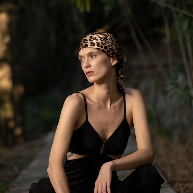 Thumbnail of Safari Wibes - Jaguar Print Silk Bandana image