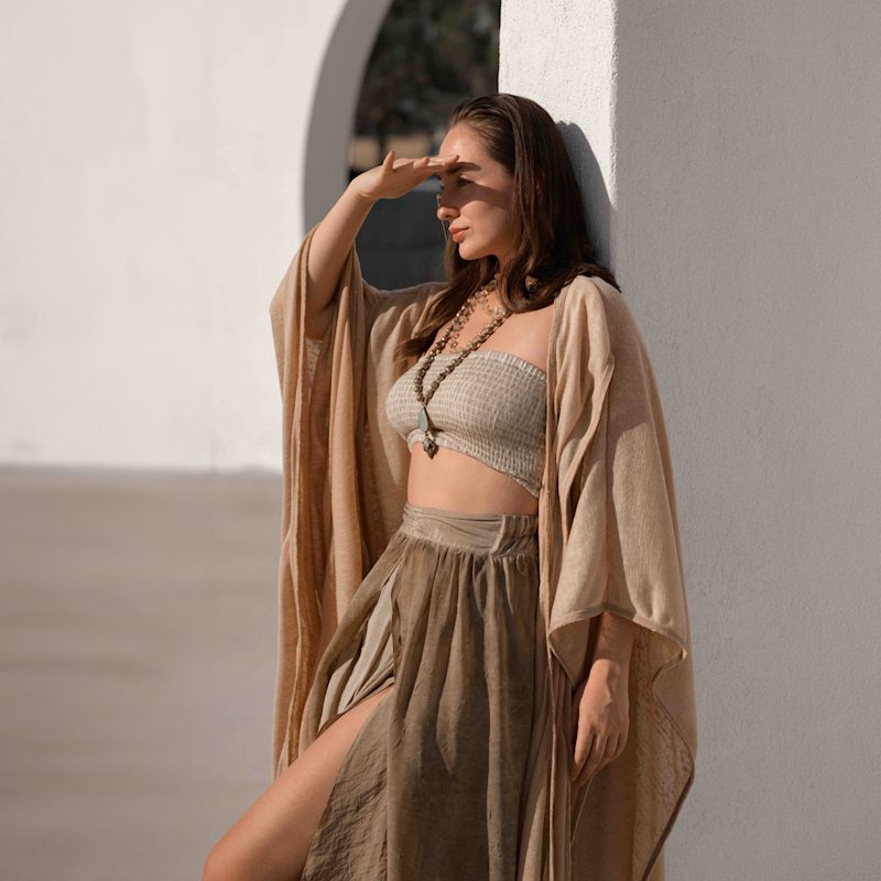 Thumbnail of Sahmeran Kimono Salmon - Boho Unisex Kimono image