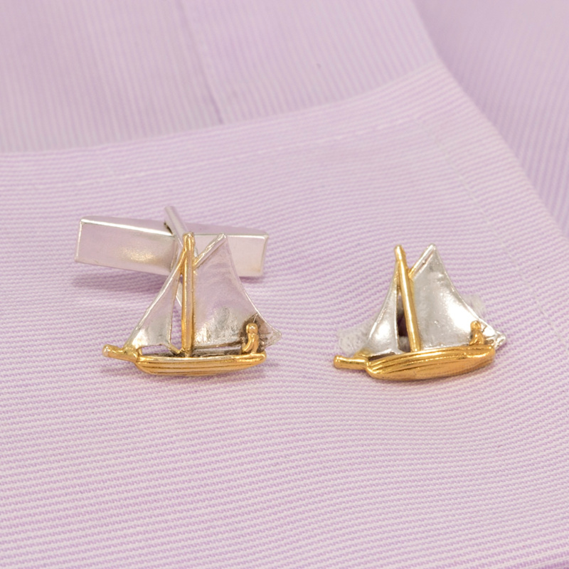 Thumbnail of Sailboat Cufflinks Eighteen Carat Gold On Sterling Silver image