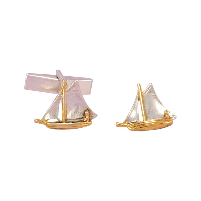 Thumbnail of Sailboat Cufflinks Eighteen Carat Gold On Sterling Silver image