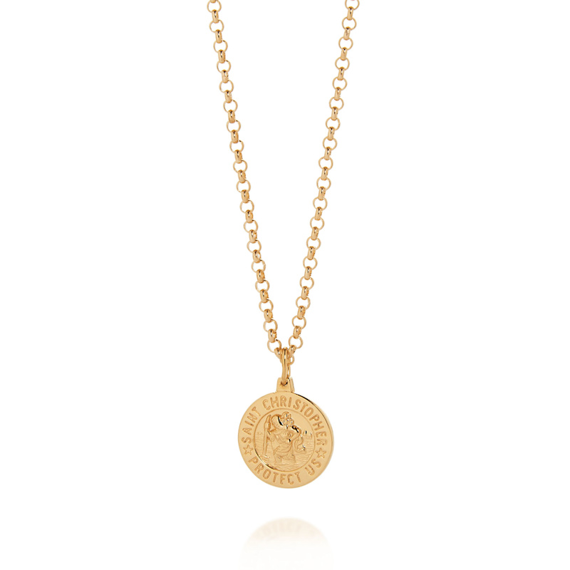 Thumbnail of Saint Christopher Mens Necklace Gold Plated Sterling Silver image