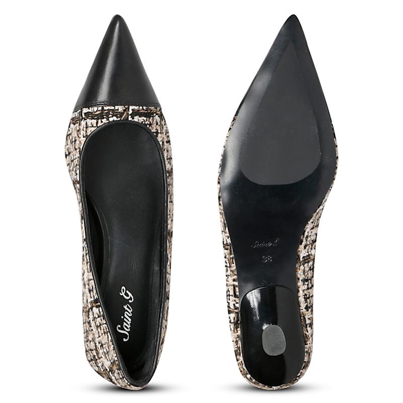 OHGA PETIT TWEED PUMPS ベージュ25.0 Bourbon - Tweed Heels - Beige | Saint G | Wolf & Badger