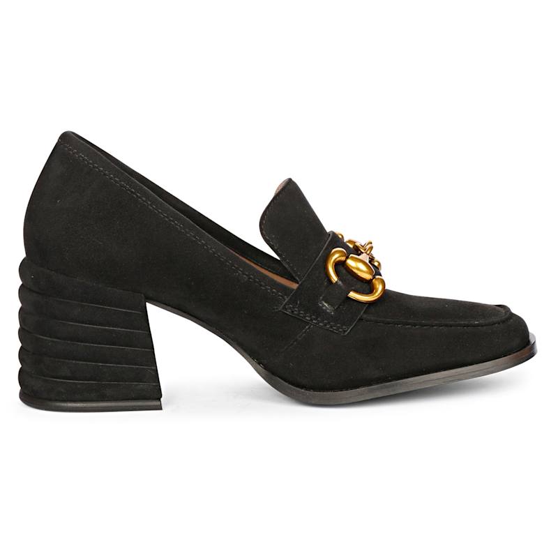 Saint G Vera Suede Heeled Loafers Black by Saint G