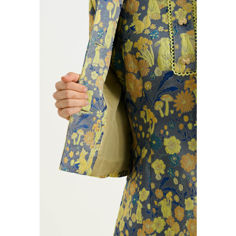 Thumbnail of Salut Fairytale Jacquard Cropped Jacket - Yellow image