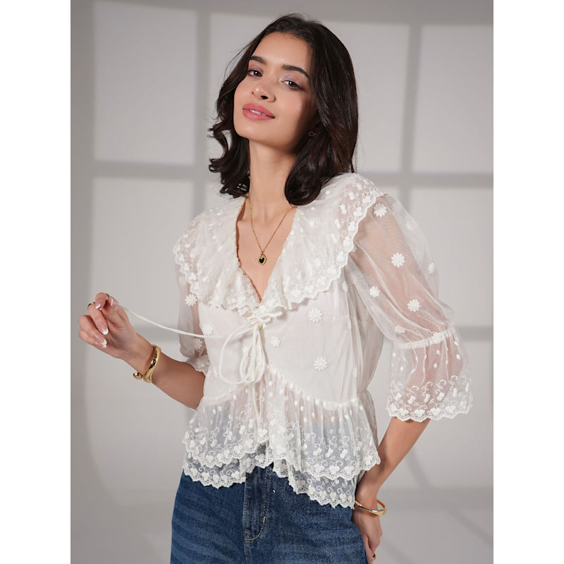 Thumbnail of Samira Ivory Lace Blouse image