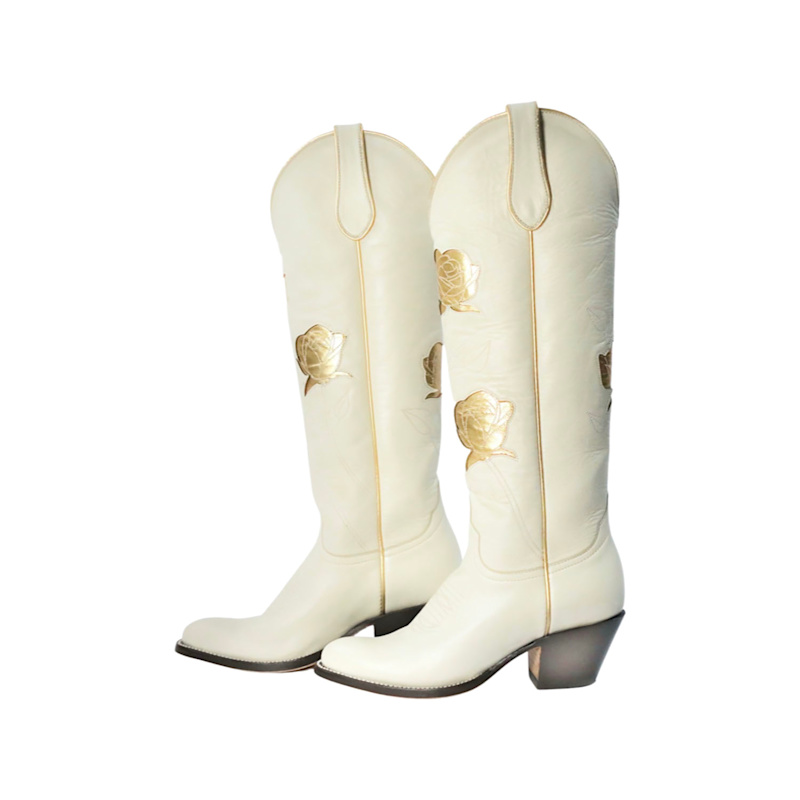 Thumbnail of San Antonio Rose Cowboy Boot In Creme And Gold image