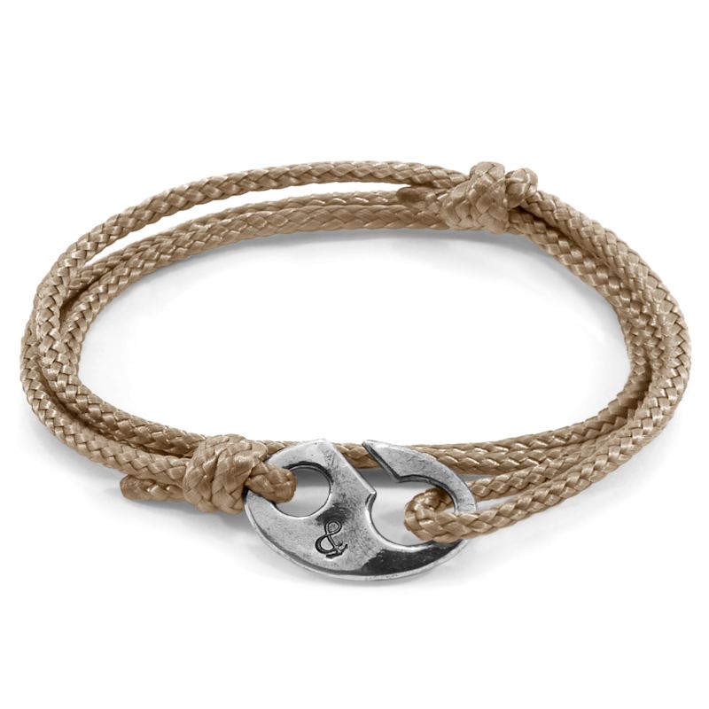 Sand Brown Windsor Silver & Rope Bracelet | ANCHOR & CREW | Wolf & Badger