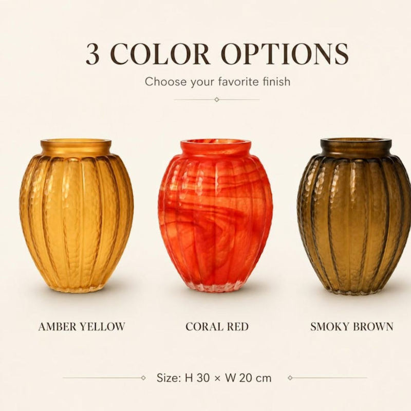 Thumbnail of Amber Gold-Rim Pumpkin Vase image
