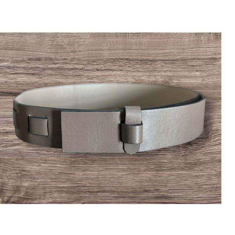 Sandra Leather Belt Light Gray-Dark Grey Reversible  display picture 1