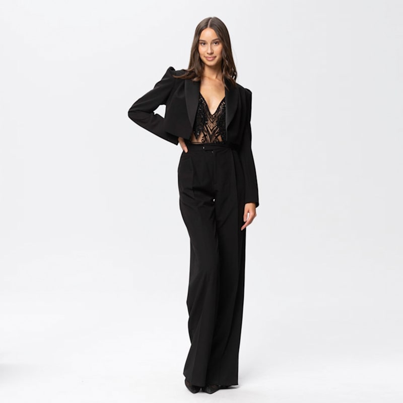 Thumbnail of Black High-Waisted Wide-Leg Trousers Sanremo image