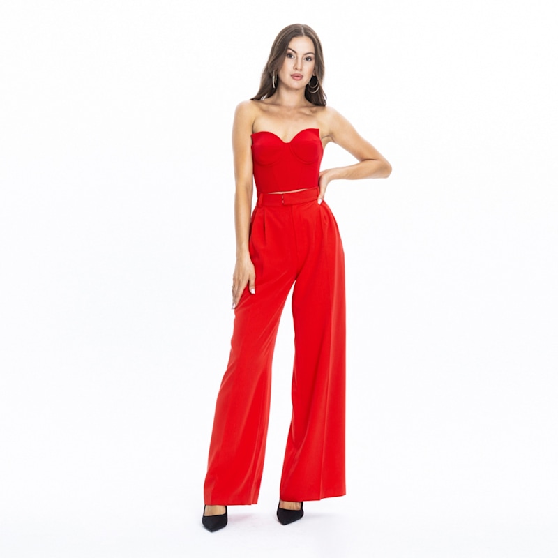 Thumbnail of Red High-Waisted Wide-Leg Trousers Sanremo image