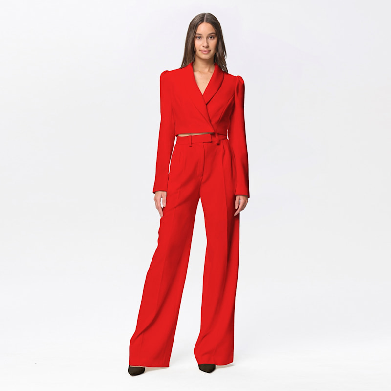 Thumbnail of Red High-Waisted Wide-Leg Trousers Sanremo image