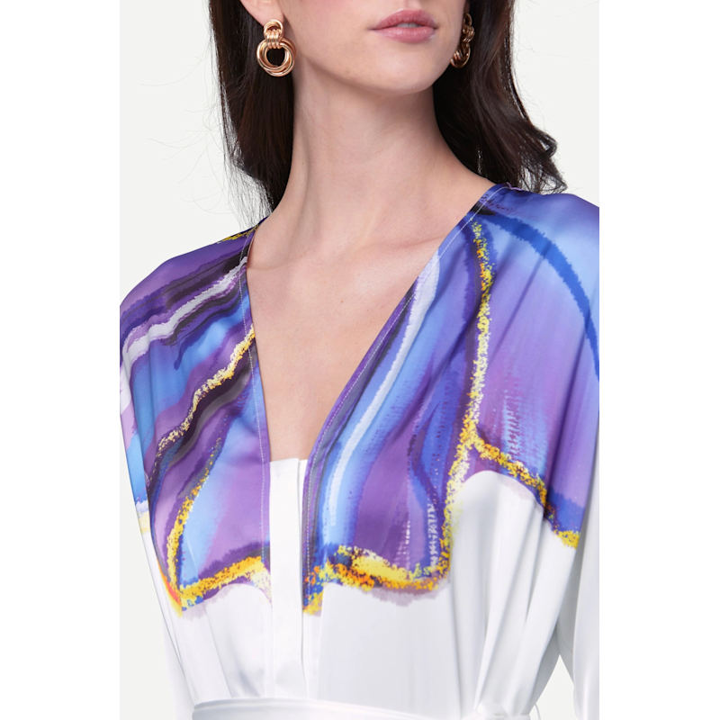 Thumbnail of Santorini Dress In Flower Print On Snow White image