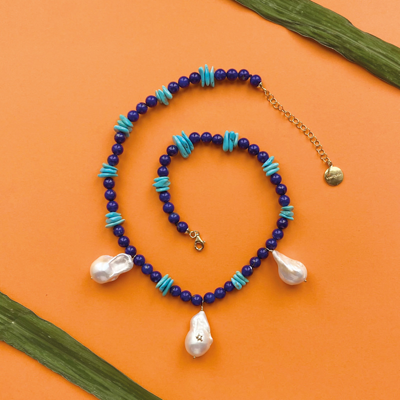 Thumbnail of Santorini Necklace In Lapis And Turquoise image