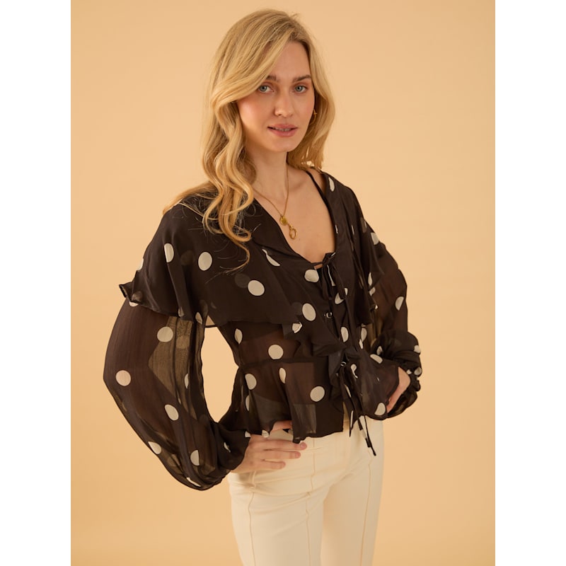 Thumbnail of Saphi Polka Dot Frill Blouse image