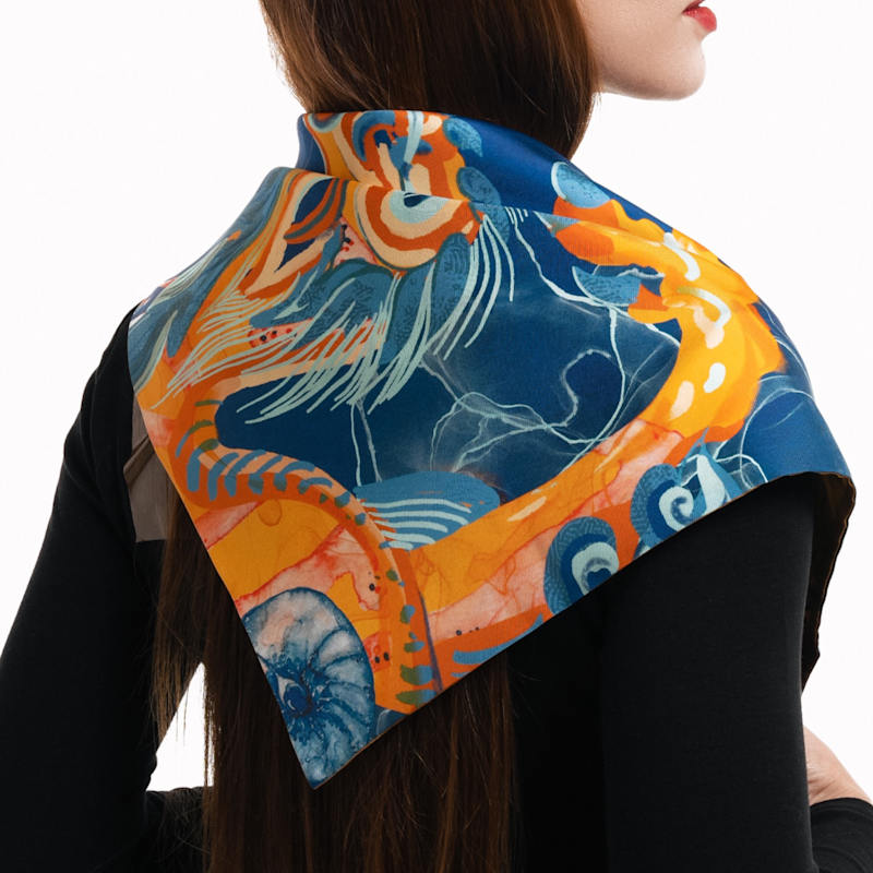 Thumbnail of Sapphire Blossom Into Power - Large Square Scarf image