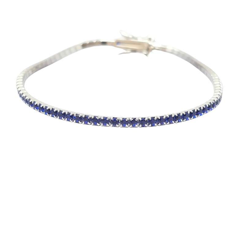 Thumbnail of Sapphire Gemstone Sterling Silver Tennis Bracelet image