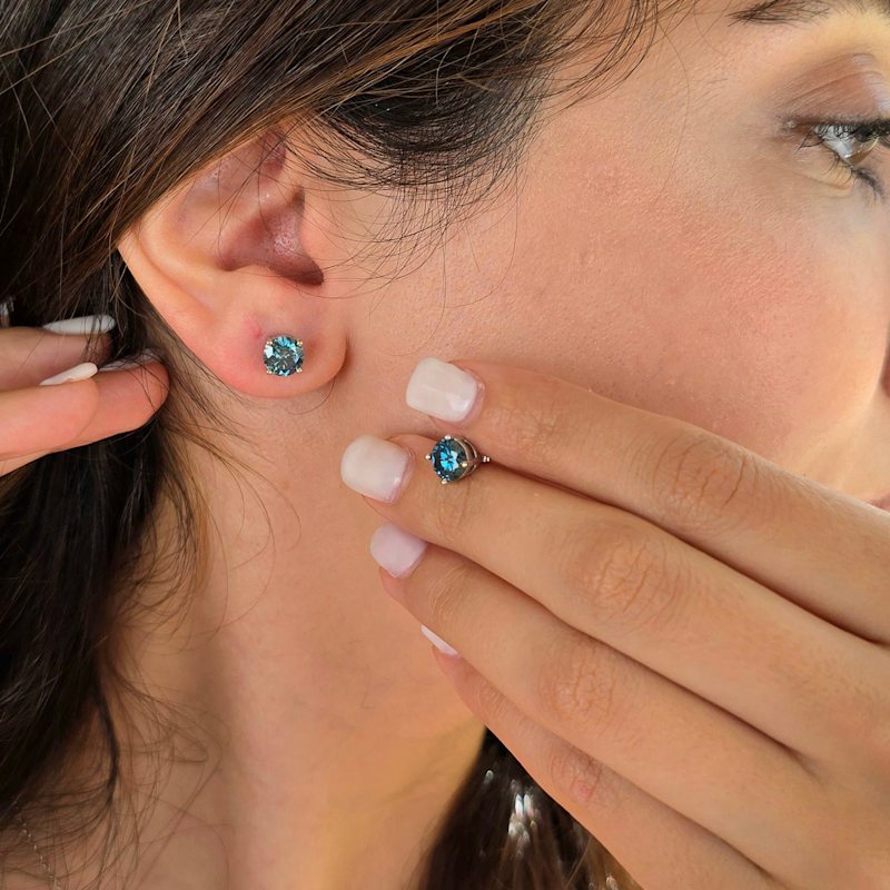 Thumbnail of Sapphire Moissanite Crystal Sterling Silver Earrings image