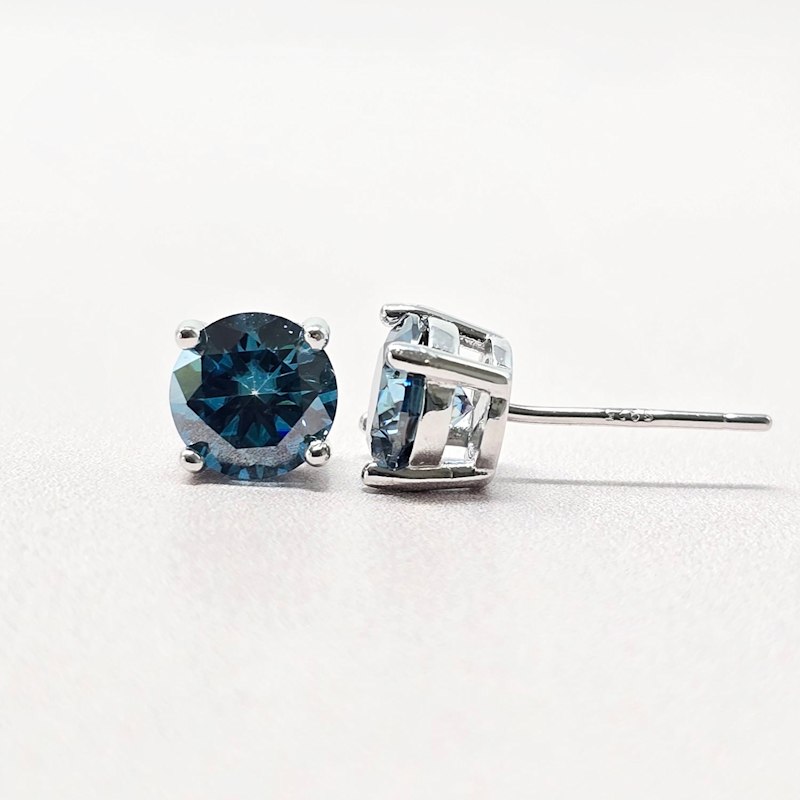 Thumbnail of Sapphire Moissanite Crystal Sterling Silver Earrings image