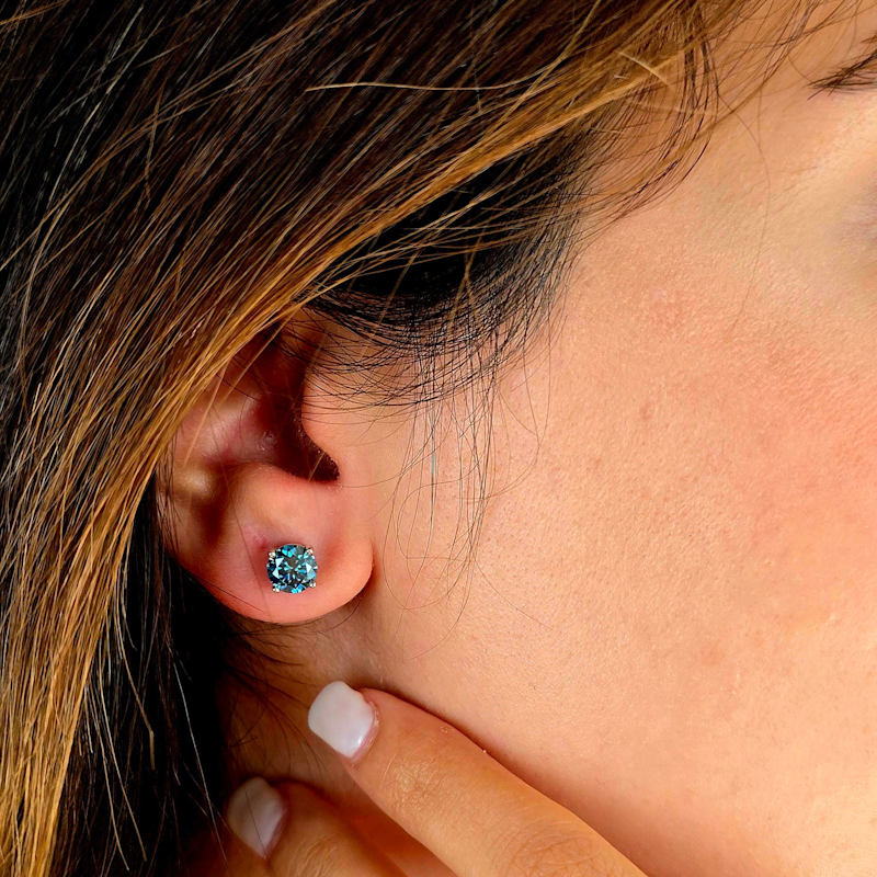 Thumbnail of Sapphire Moissanite Crystal Sterling Silver Earrings image