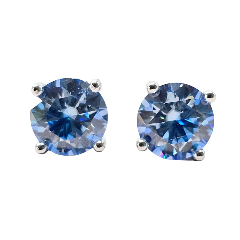 Thumbnail of Sapphire Moissanite Crystal Sterling Silver Earrings image