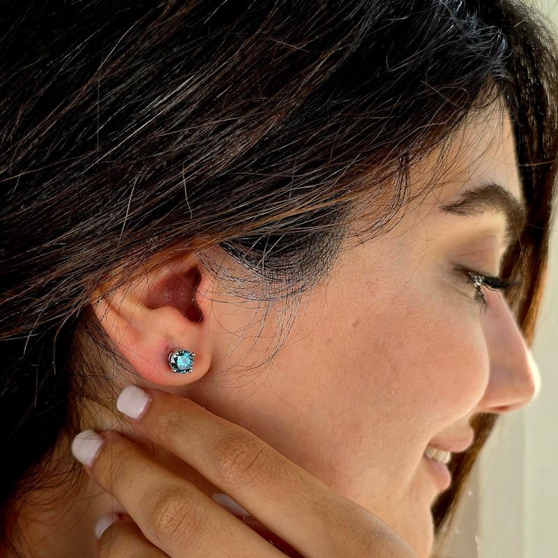Thumbnail of Sapphire Moissanite Crystal Sterling Silver Earrings image