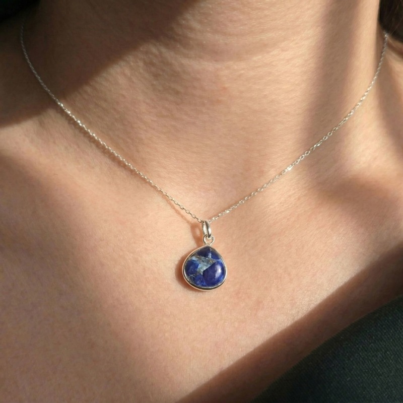 Thumbnail of Sapphire September Birthstone Sterling Silver Necklace image