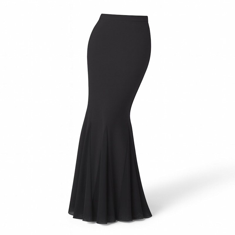 Thumbnail of Elegant Black Mermaid-Hem Maxi Skirt image