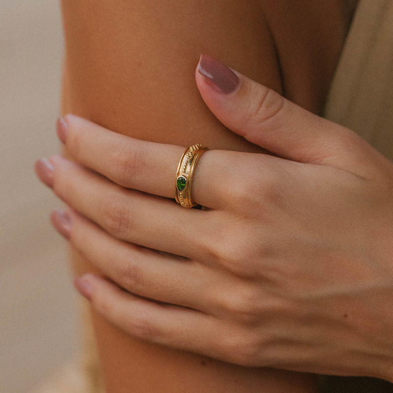 Thumbnail of Saraswati Spinning Ring - Gold Chrome Diopside image