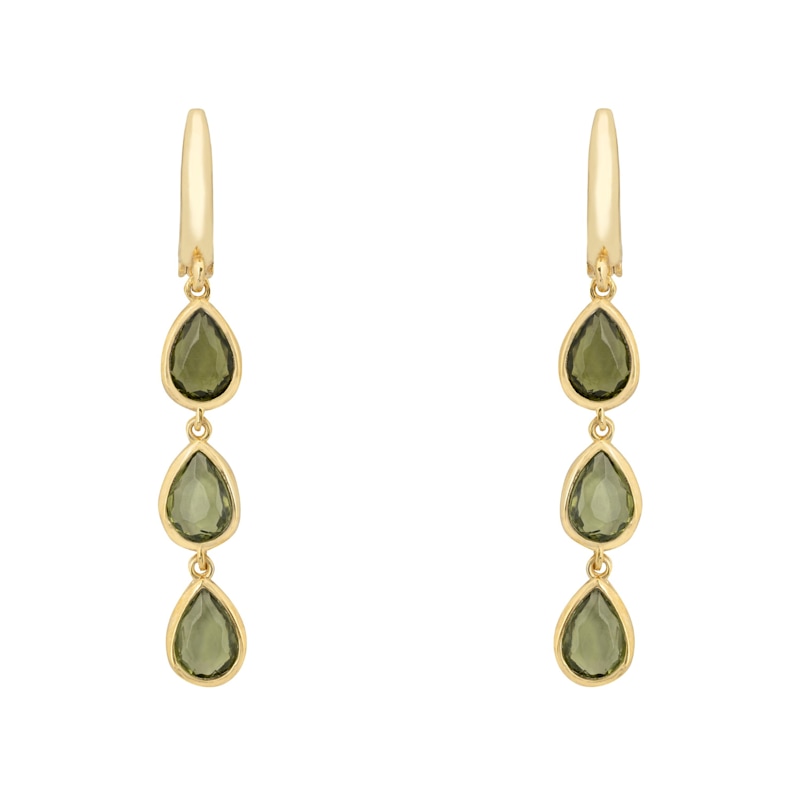 Thumbnail of Sardinia Triple Teardrop Earrings Gold Peridot image