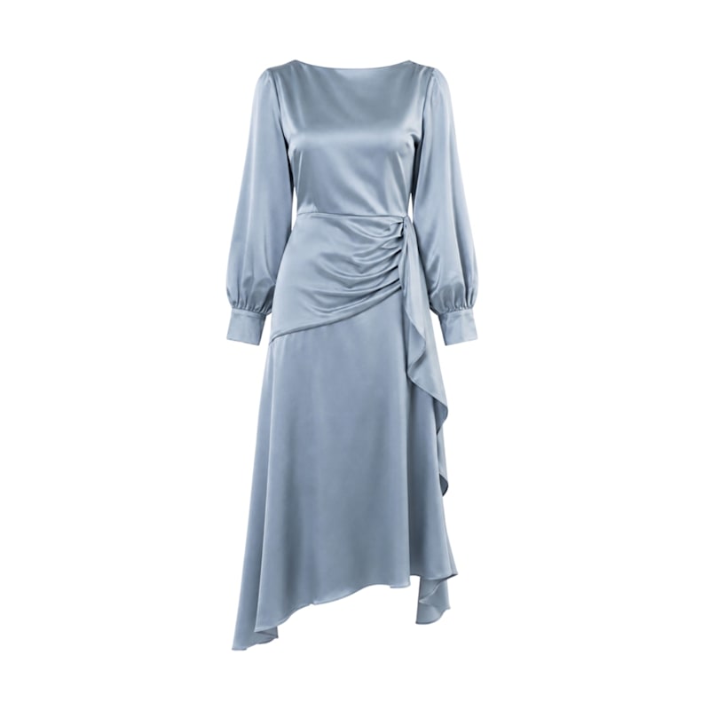 asymmetrical boat neck dress Satin Asymmetric Maxi by JOHN ABGIN day comfort