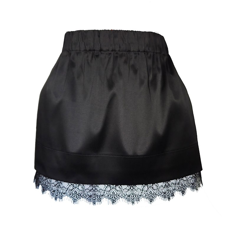Thumbnail of Satin Cotton Mini Skirt Trimmed With Lace, Pockets image