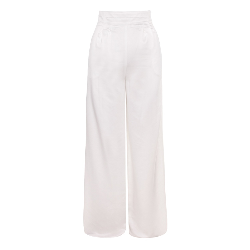 Thumbnail of Satin High Rise Wide Leg Trousers - White image