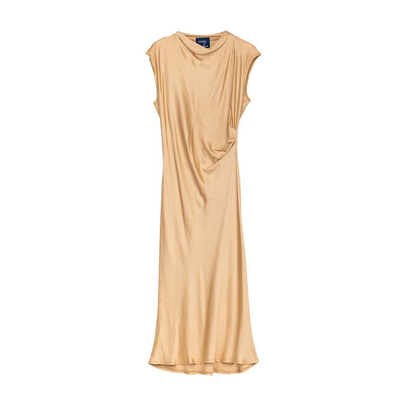 Thumbnail of Satin Maxi Draped Effect Dress Gold image
