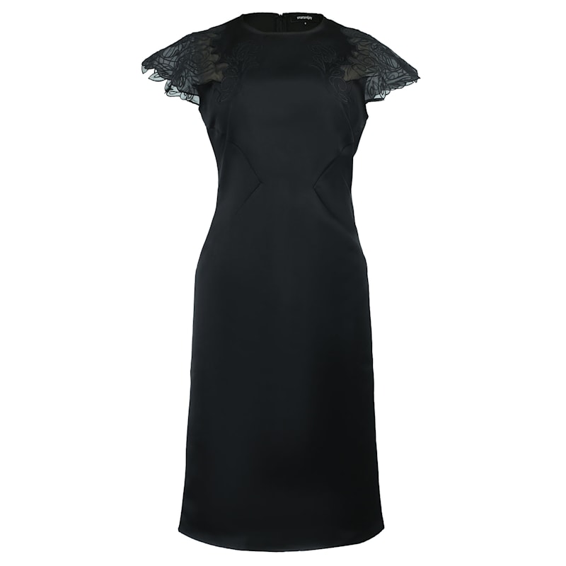Smart And Joy Satin Dress With Lace Inlay - Black