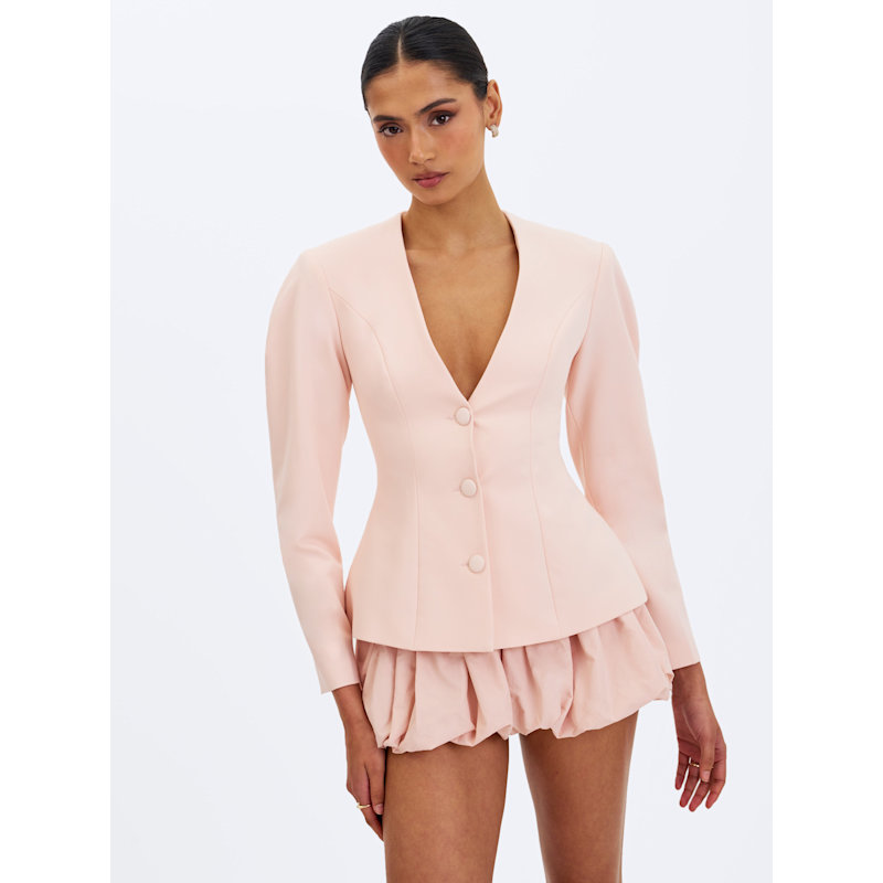 Thumbnail of Savannah Tulip Pink Peplum Blazer image