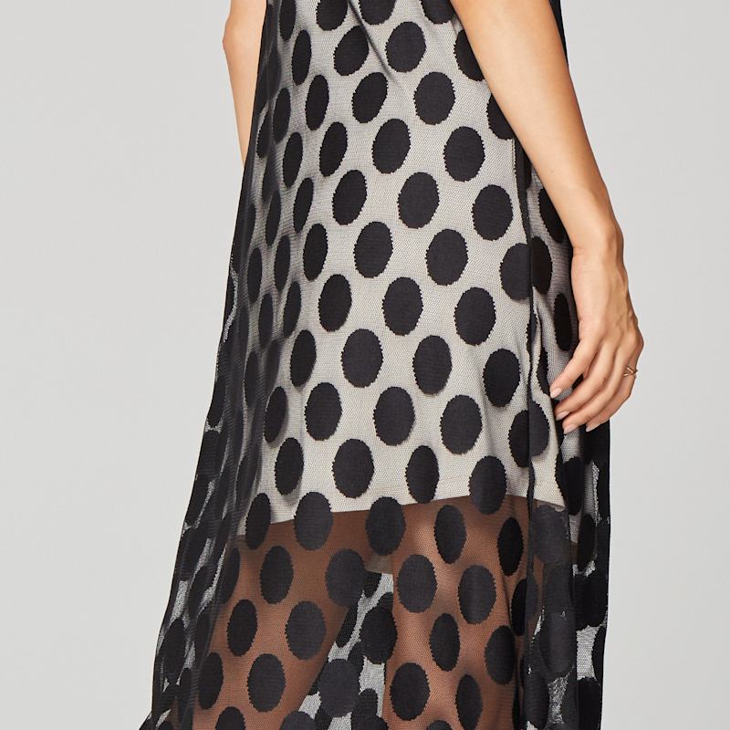 Thumbnail of Midi Transculent Polka Dot Dress - Black image