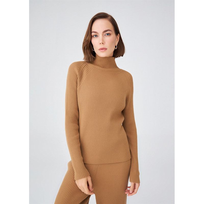 Rollkragenpullover Camel Strickpullover High Mock Neck Cashmere
