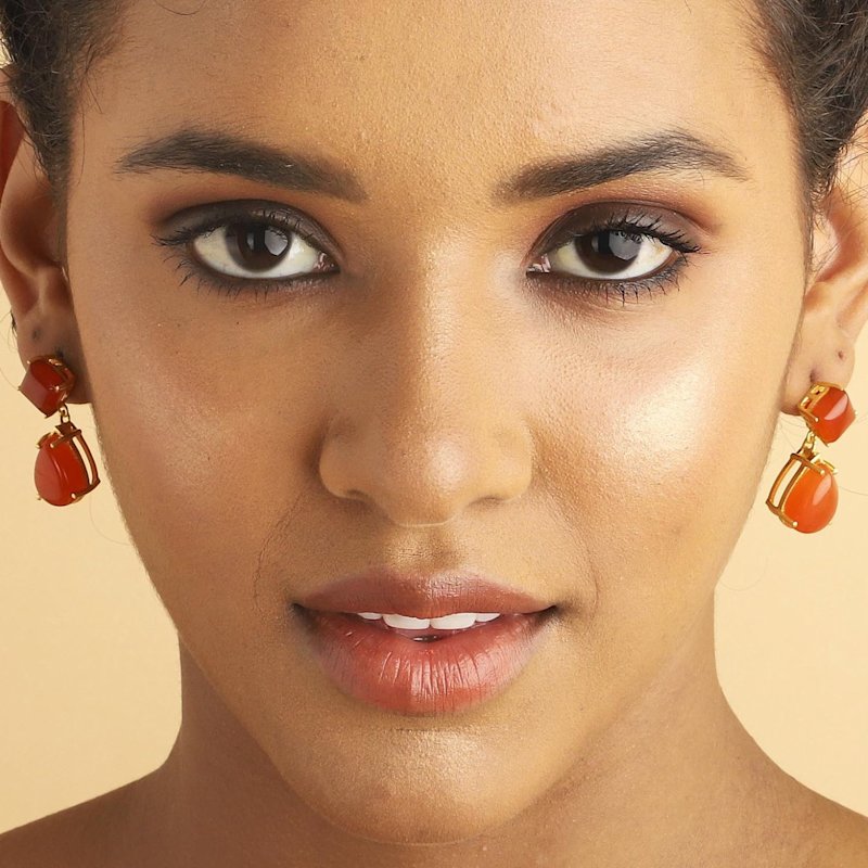 Thumbnail of "Scarlet Flame" Red Carnelian Stone Earrings image