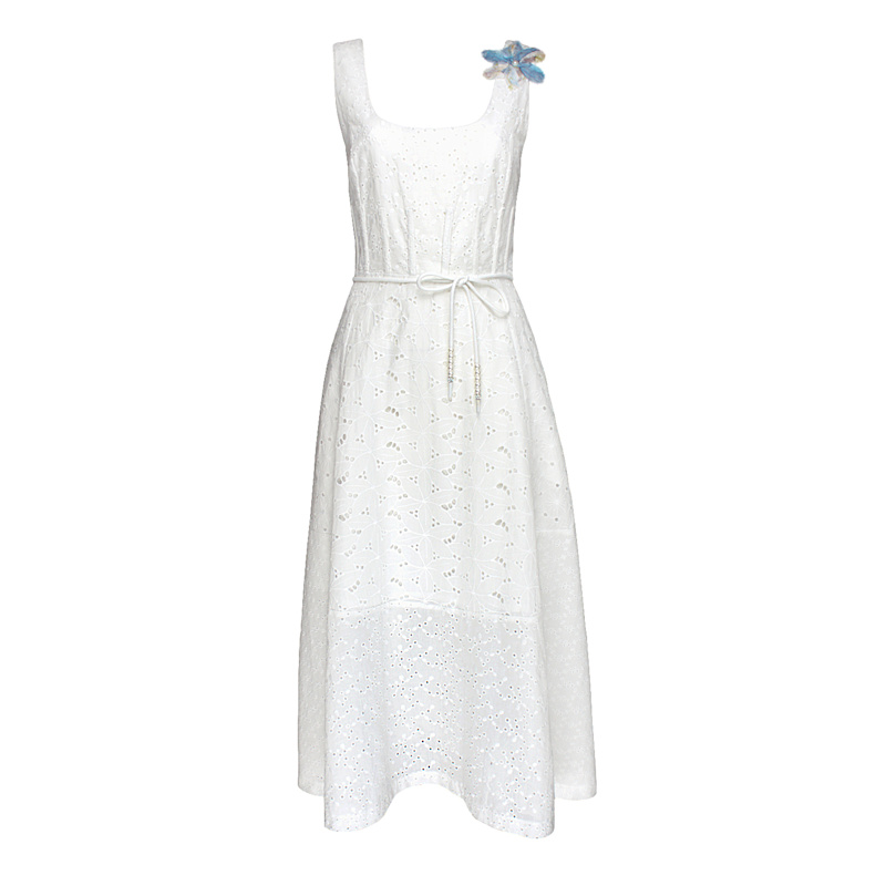 white christmas dresses Bright White Broderie Anglaise Dress M – OMNIA main image 1