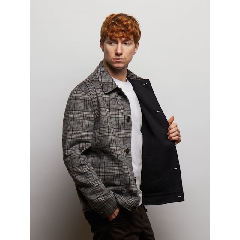 Thumbnail of Scot Reversible Wool Blend Jacket - Black/Black Check image
