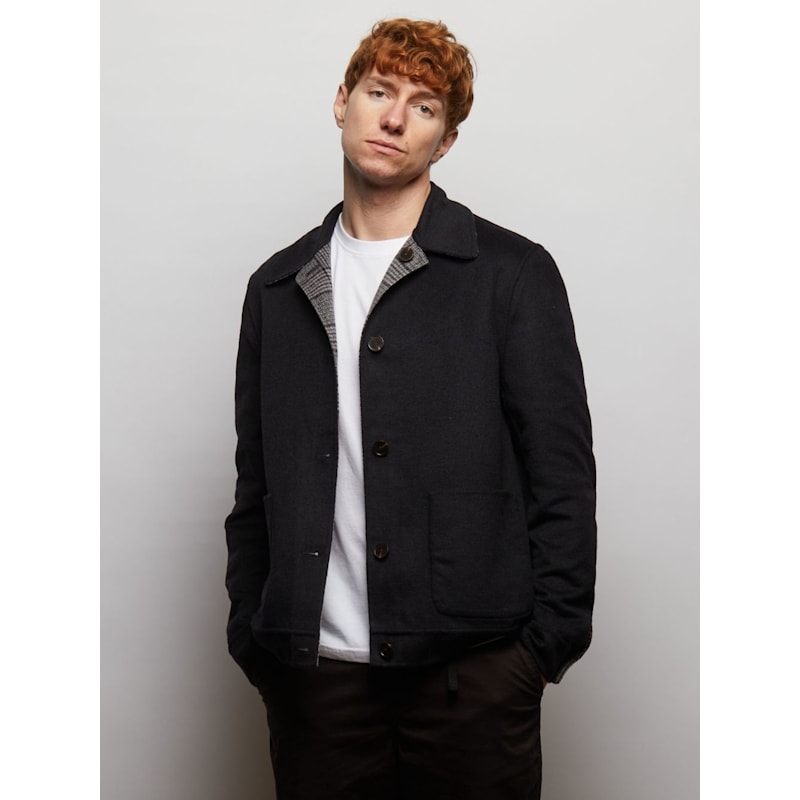Thumbnail of Scot Reversible Wool Blend Jacket - Black/Black Check image