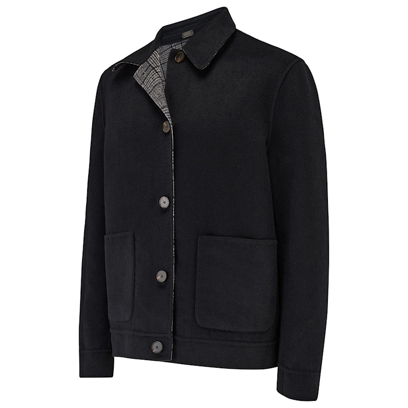 Thumbnail of Scot Reversible Wool Blend Jacket - Black/Black Check image