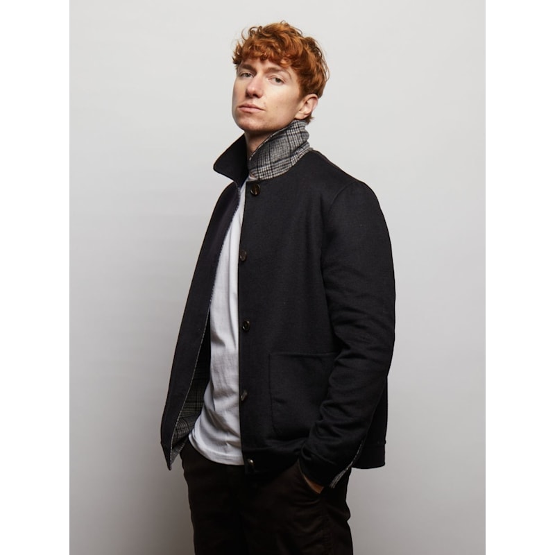 Thumbnail of Scot Reversible Wool Blend Jacket - Black/Black Check image