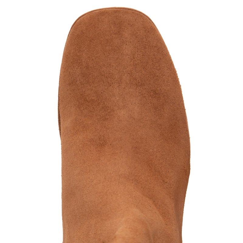 Thumbnail of Scottie Camel & Cognac Bootie In Suede With Block Heel For Dressy Work & Evening image