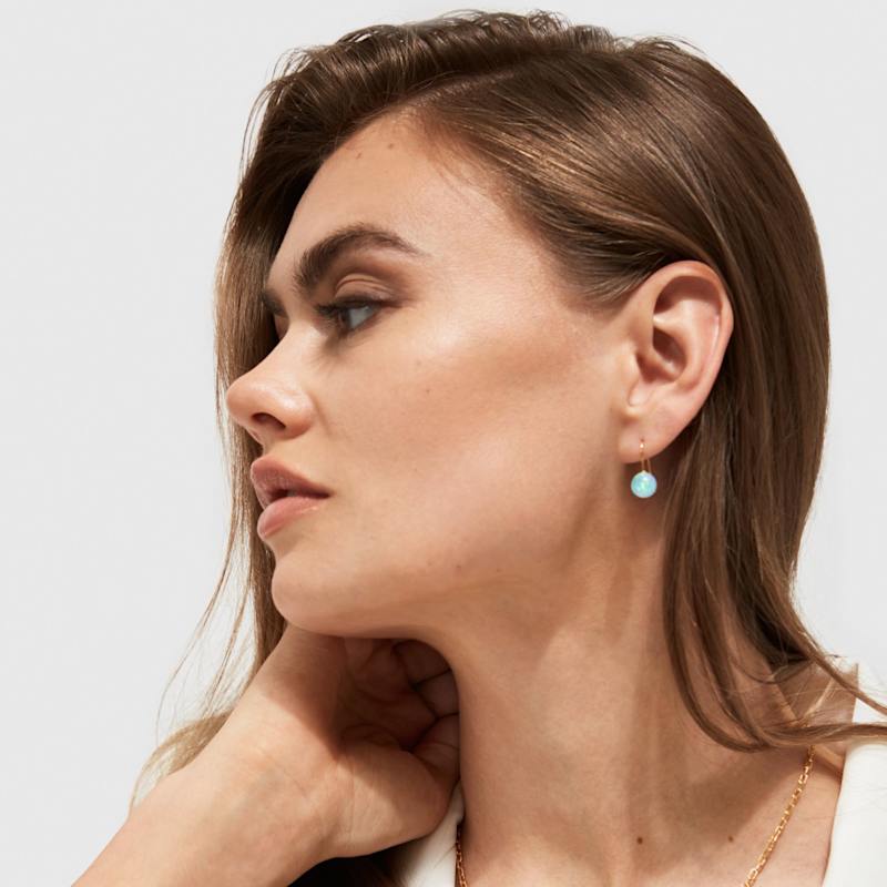 Thumbnail of Sea Opal Hook Earrings - Small - Gold image